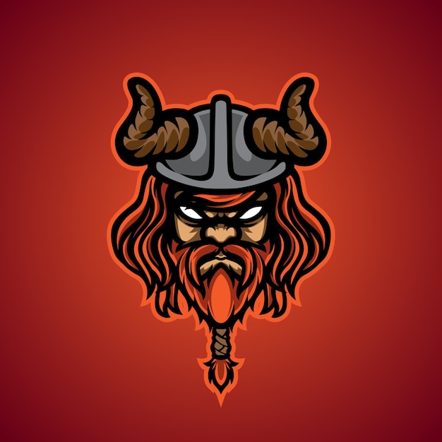 Logotipo de la mascota de Viking Head E Sport