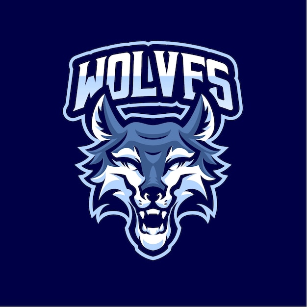 Logotipo de la mascota wolf head para esports y equipo deportivo