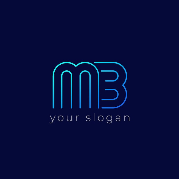 Logotipo de mb, diseño de línea de monograma