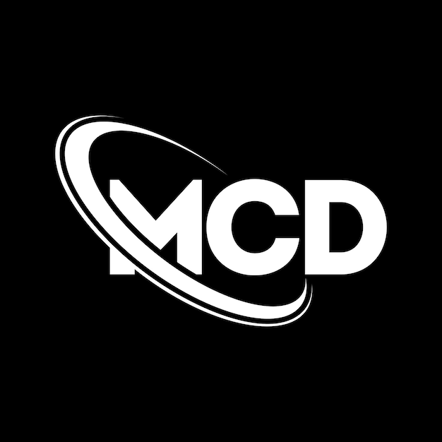 Logotipo de MCD Diseño de logotipo de letra de MCD Iniciales Logotipo MCD vinculado con círculo y monograma en mayúscula Logotipo de tipografía MCD para negocios tecnológicos y marca inmobiliaria