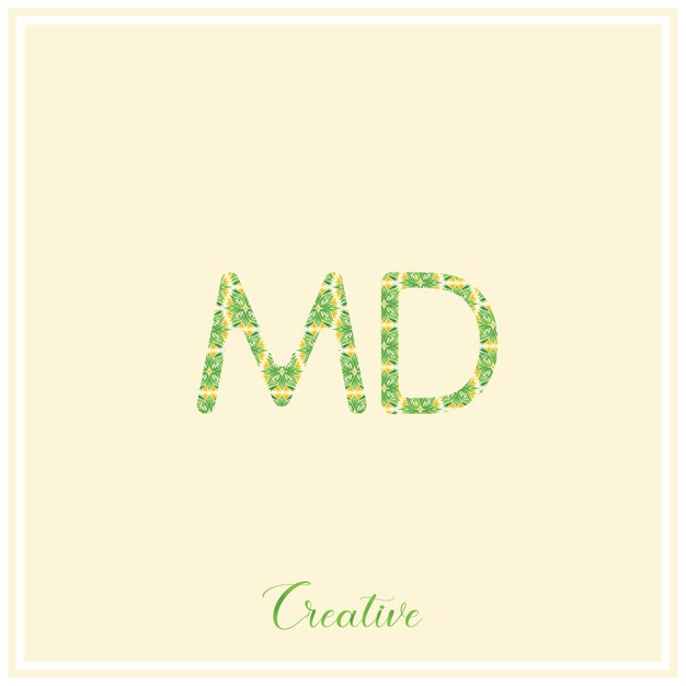 El logotipo de MD Natural Green es el último diseño de logotipo, la ilustración vectorial, el logotipo creativo, el monograma de logotipo mínimo.