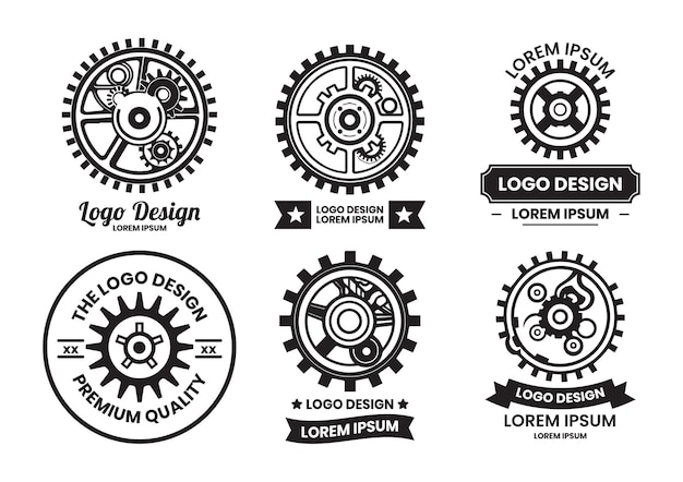 Vector logotipo de mecánico o ingeniero en estilo de arte de línea plana