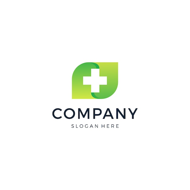 Logotipo de medical cross leaf