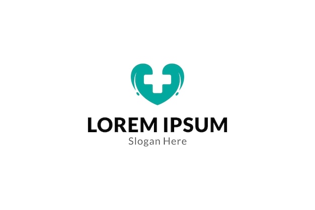 el logotipo médico de amor en diseño vectorial plano