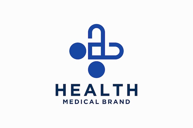 Logotipo médico de atención médica moderna signo cruzado redondeado lineal geométrico icono de salud