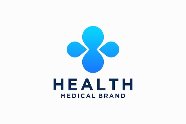 Vector logotipo médico de atención médica moderna signo cruzado redondeado lineal geométrico icono de salud