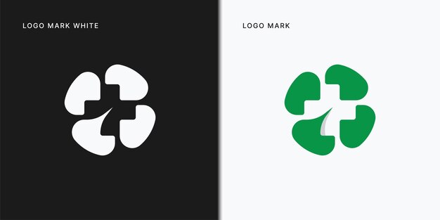 Logotipo médico de atención médica con plantilla de trébol en diseño de ilustración de icono vectorial