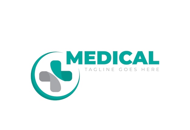 Vector logotipo médico con un círculo y pastillas.