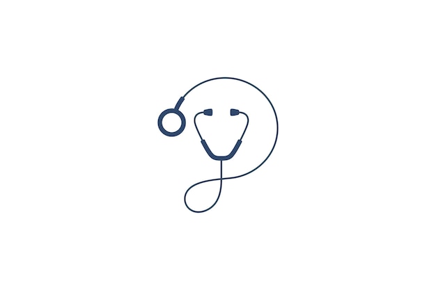 Logotipo médico con diseño de estetoscopio en forma de letra D en diseño simple