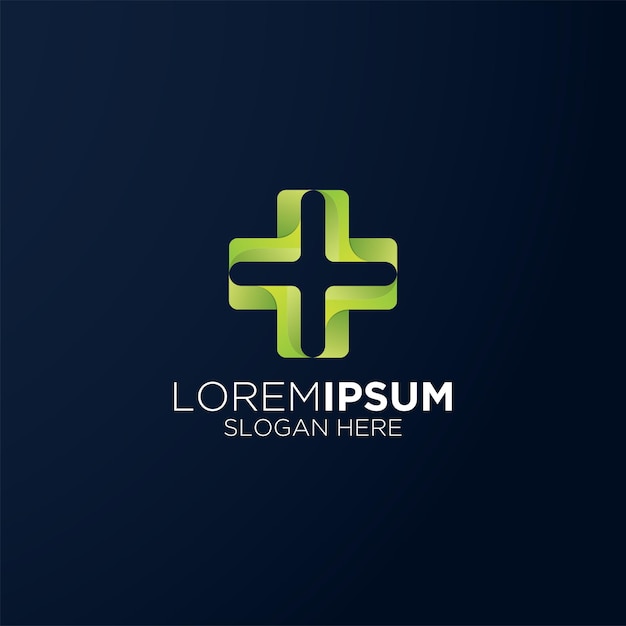 Logotipo médico hoja verde degradado