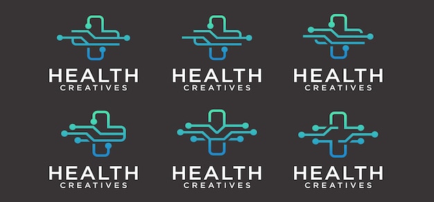 Logotipo médico de la tecnología medical health digital logo para una atención médica moderna y sofisticada