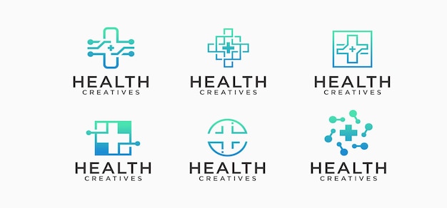 Logotipo médico de la tecnología medical health digital logo para una atención médica moderna y sofisticada