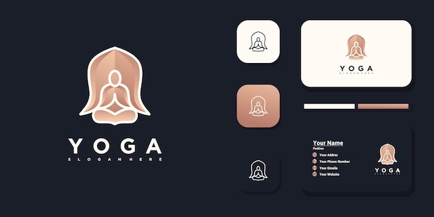 Logotipo de meditación de yoga con concepto de flor