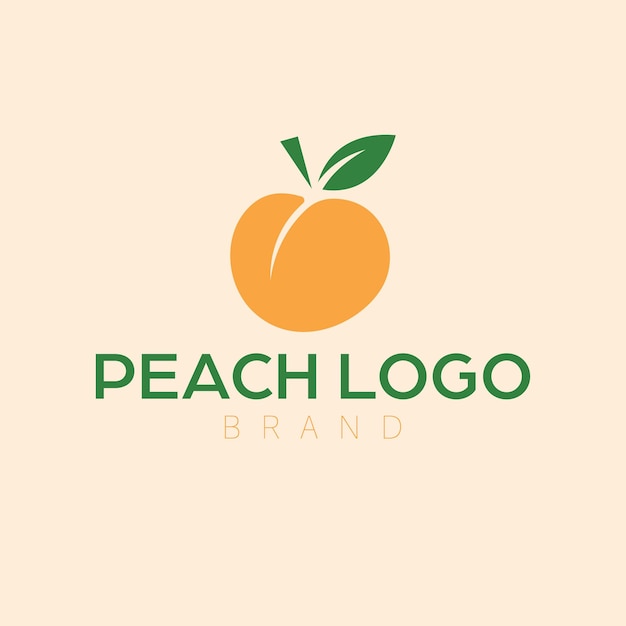 Logotipo de melocotón con hoja Logotipo de fruta Plantilla de logotipo gráfico ecológico