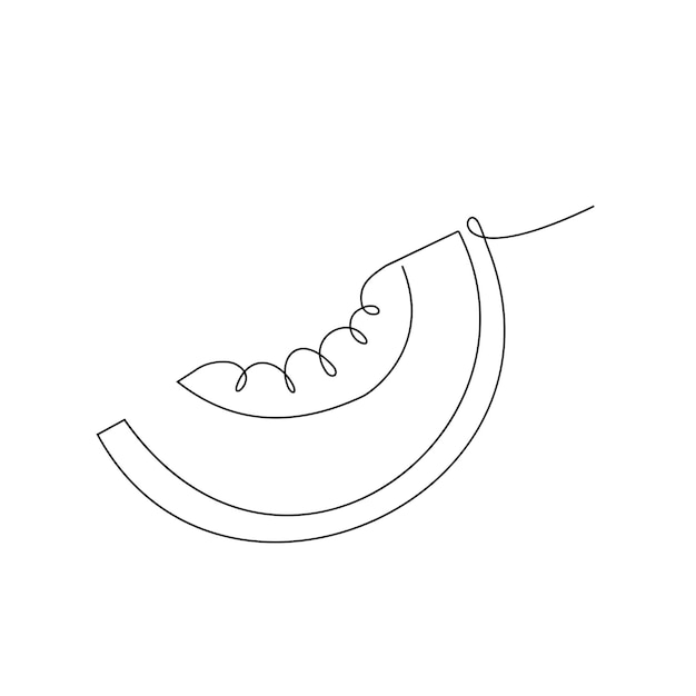 Logotipo de melón en rodajas de una sola línea continuo