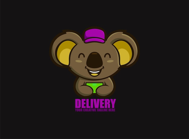 Vector logotipo de mensajería de entrega de koala