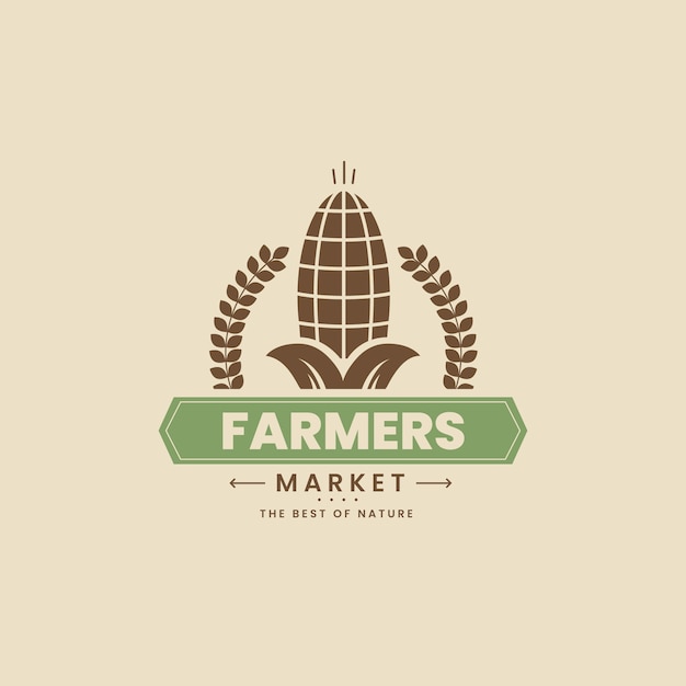 Logotipo de mercado de agricultores de diseño plano