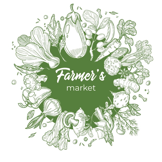 Logotipo del mercado de agricultores para vendedor de verduras