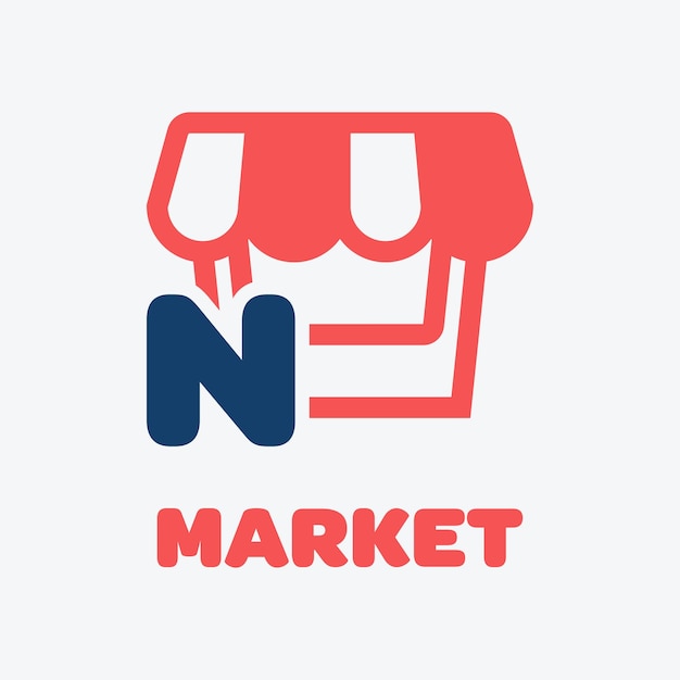 Vector logotipo del mercado del alfabeto n