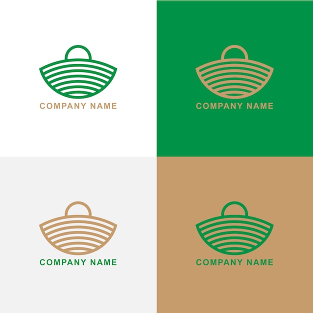 Logotipo de mercado cesta de mimbre logotipo de granja verde