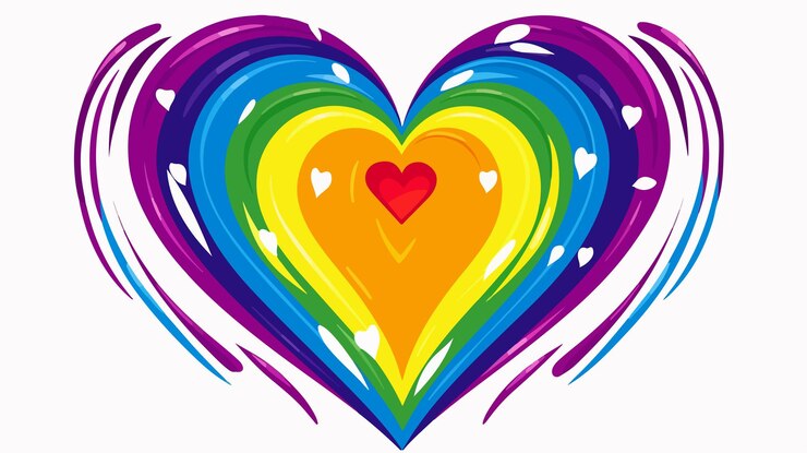 Vector logotipo del mes del orgullo con bandera abstracta de corazón de color