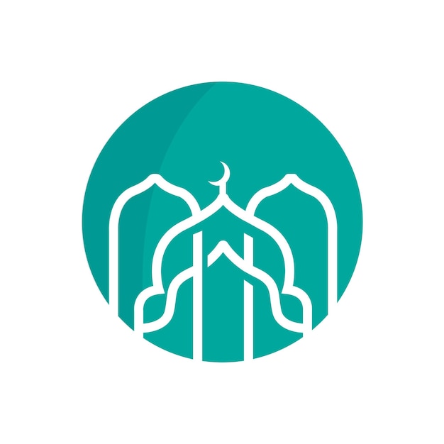 Logotipo de la mezquita Diseño de culto islámico Eid Al Fitr Edificio de la mesquita Template de icono vectorial Ramadán Eid Al Adha