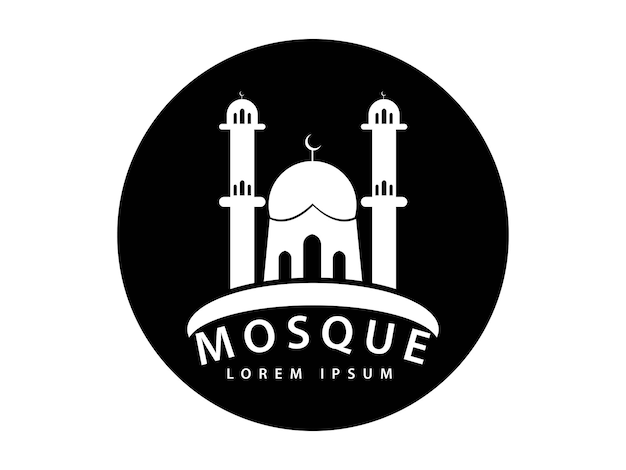 El logotipo de la mezquita web en un icono de círculo