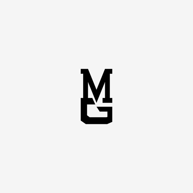 Vector el logotipo de mg monogram con fondo gris