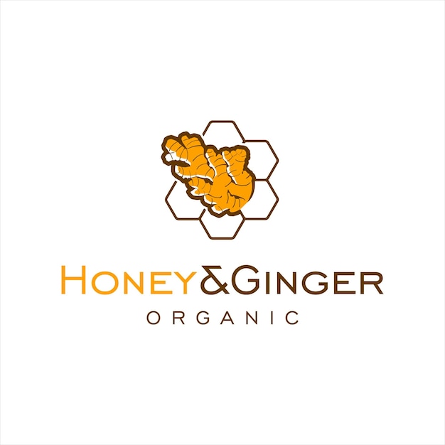 Logotipo de miel con diseño de jengibre bebida saludable