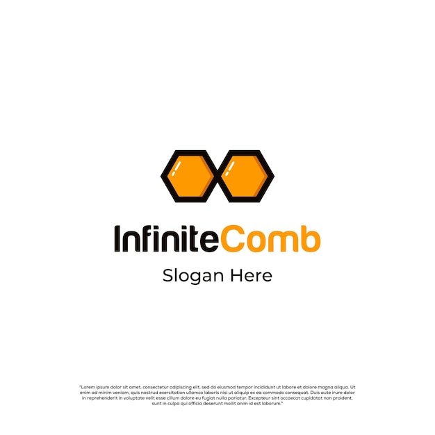 Logotipo de miel infinita Panal y símbolo infinito creativo
