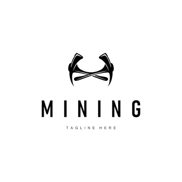 logotipo de minería concepto de ilustración silueta negra equipo de minería diseño de plantilla de trabajo clásico simple vintage