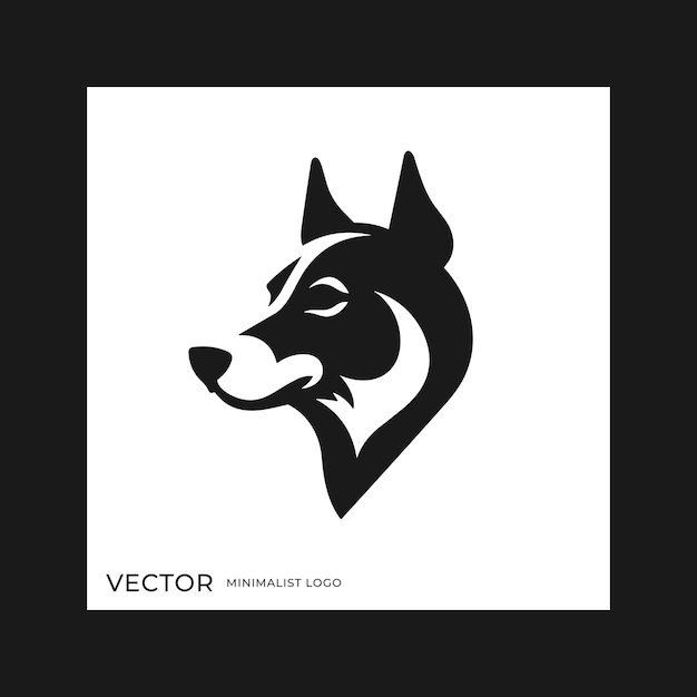 Logotipo de minimalismo de cabeza de perro icono limpio y simple espacio negativo