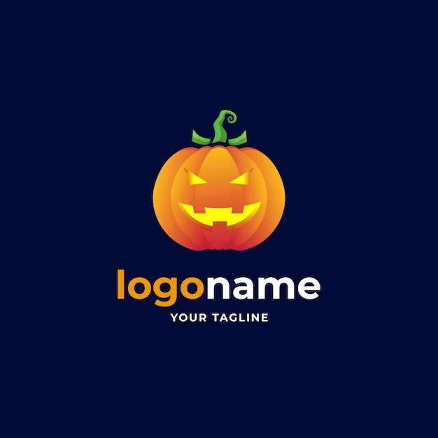 Vector logotipo minimalista abstracto degradado de calabaza de halloween