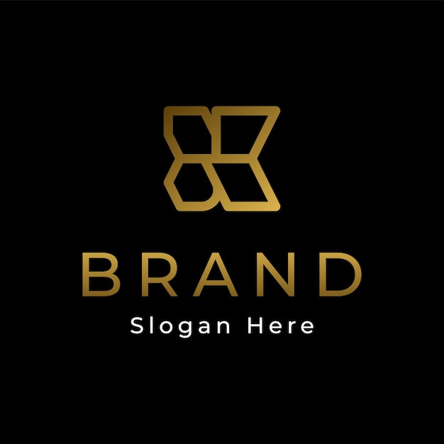 Vector logotipo minimalista abstracto elegante de lujo moderno con degradado dorado