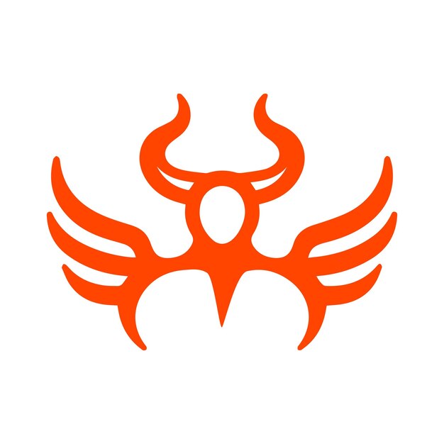 Logotipo minimalista atractivo del diablo con cuernos y alas