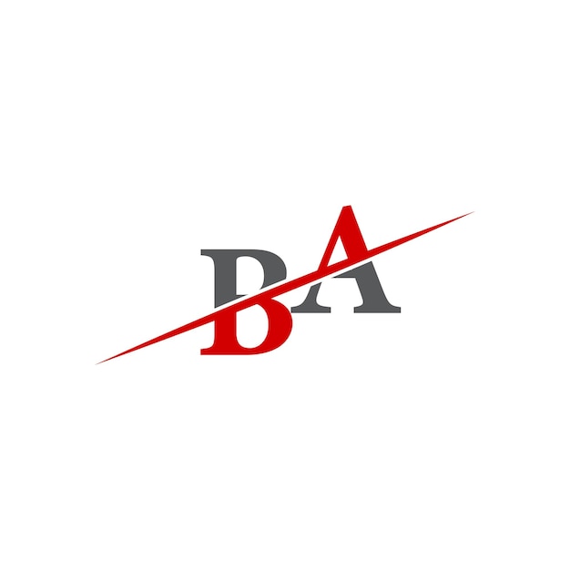 Logotipo minimalista de BA con línea diagonal dinámica