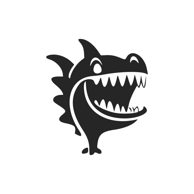 Logotipo minimalista en blanco y negro con cocodrilo atractivo y alegre