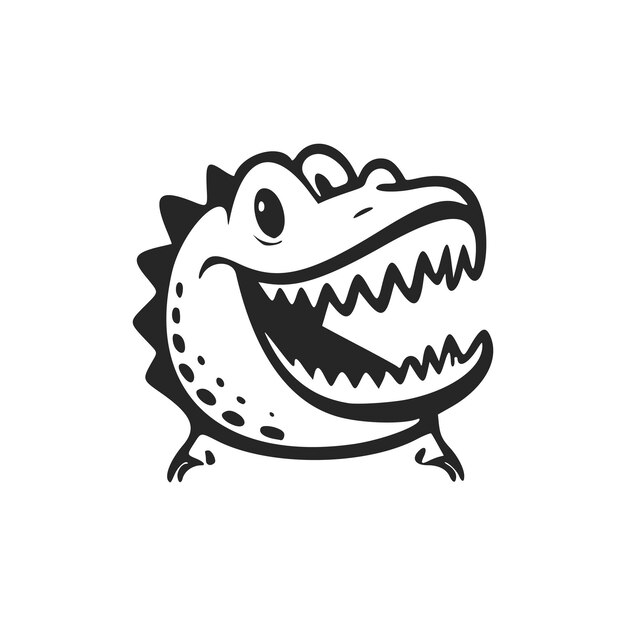 Logotipo minimalista en blanco y negro con cocodrilo Sweet Cheerful