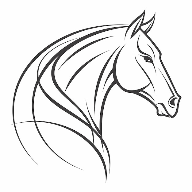 Un logotipo minimalista de cabeza de caballo Ilustración vectorial