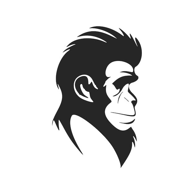 Logotipo minimalista de cabeza de mono en blanco y negro Perfecto para una marca de moda o un producto de gama alta