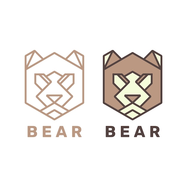 Logotipo minimalista de cabeza de oso monoline