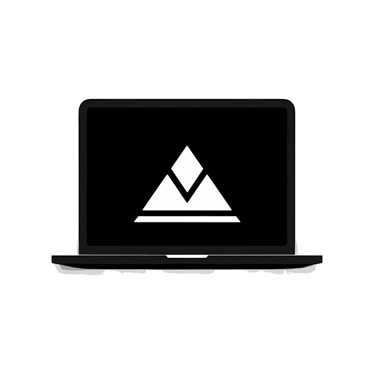 Vector un logotipo minimalista de una computadora en blanco y negro