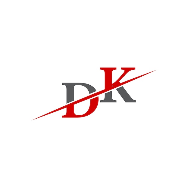 Logotipo minimalista de DK con línea diagonal dinámica