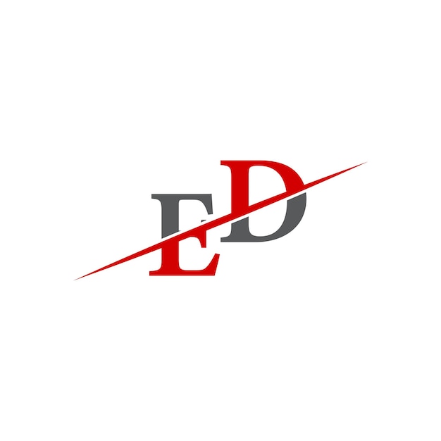 Logotipo minimalista de ED con línea diagonal dinámica