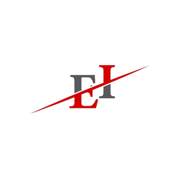 Logotipo minimalista de EI con línea diagonal dinámica