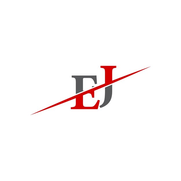 Logotipo minimalista de EJ con línea diagonal dinámica
