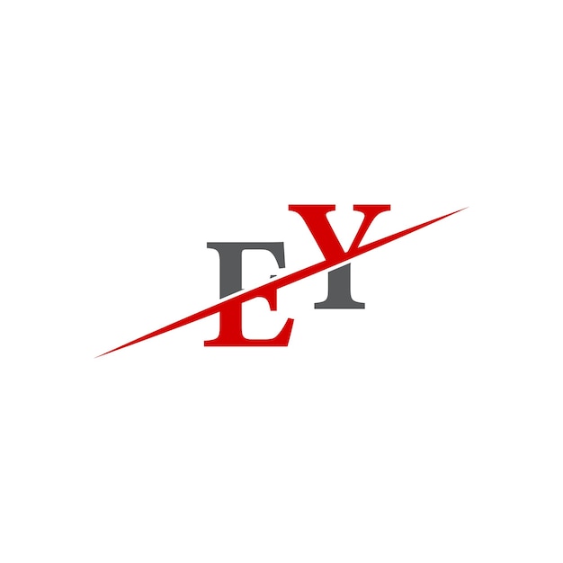 Logotipo minimalista de EY con línea diagonal dinámica