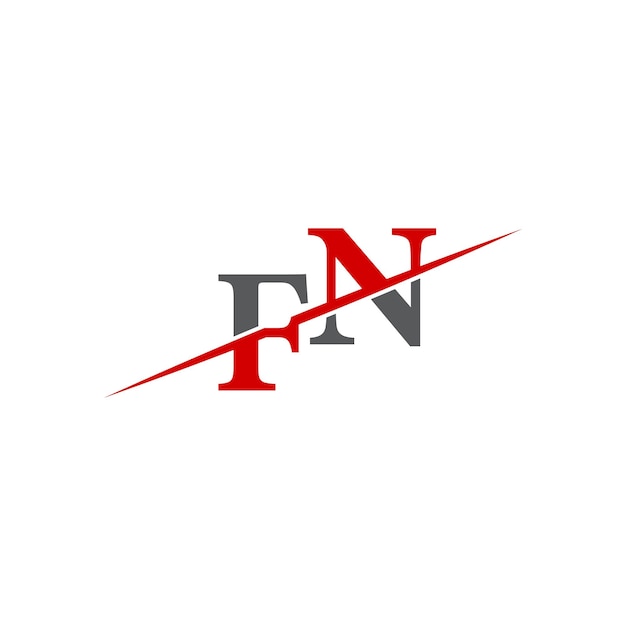 Logotipo minimalista de FN con línea diagonal dinámica