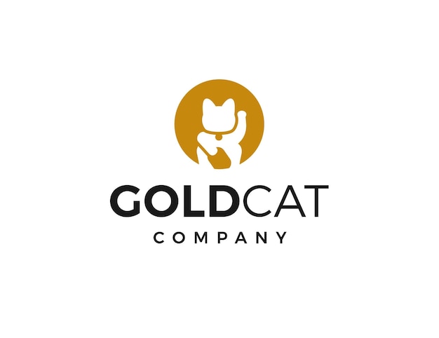 Logotipo minimalista gato de oro chino de la suerte