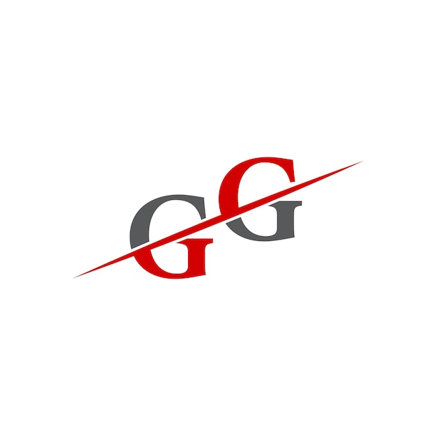 Logotipo minimalista de GG con línea diagonal dinámica